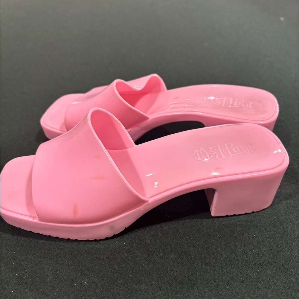 Mad Love Pink Jelly Heeled Sandals Size 7 Barbie core Girly Flirty